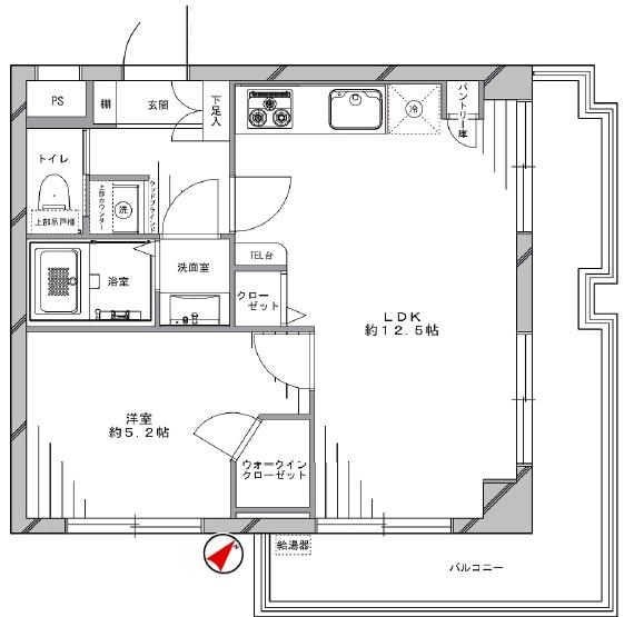 Floor plan. 1LDK, Price 23.8 million yen, Footprint 39 sq m , Balcony area 11.43 sq m