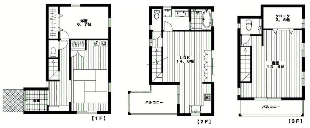 Floor plan. 53,800,000 yen, 3LDK, Land area 96.18 sq m , Building area 118.77 sq m