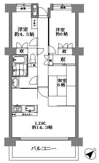 Floor plan. 3LDK, Price 39,500,000 yen, Occupied area 71.05 sq m , Balcony area 10.2 sq m