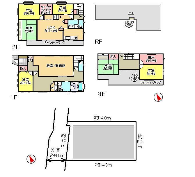 Floor plan. 98 million yen, 6LDK + S (storeroom), Land area 135.23 sq m , Building area 201.08 sq m