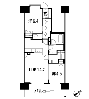 Floor: 2LDK + FS, the area occupied: 60.5 sq m