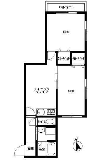 Floor plan. 2DK, Price 17.8 million yen, Occupied area 49.05 sq m , Balcony area 4 sq m