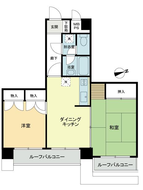 Floor plan. 2LDK, Price 21.9 million yen, Occupied area 45.73 sq m