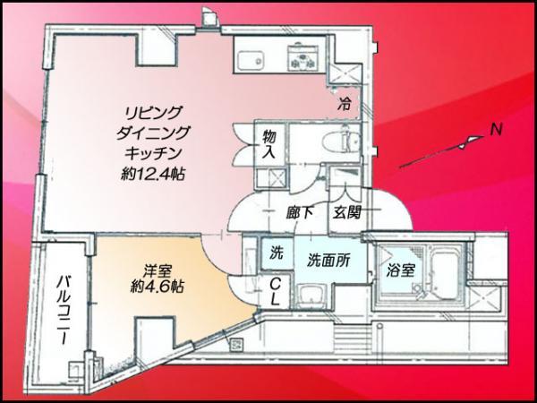 Floor plan. 1LDK, Price 38,400,000 yen, Occupied area 40.32 sq m , Balcony area 3.28 sq m