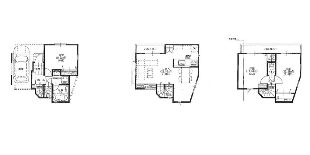 Floor plan. 49,850,000 yen, 3LDK, Land area 52.94 sq m , Building area 92.17 sq m each floor floor plan