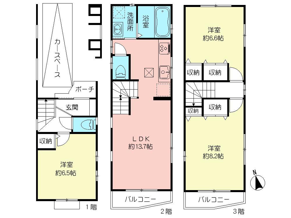 Floor plan. 44,800,000 yen, 3LDK, Land area 48.51 sq m , Building area 95.57 sq m