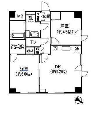 Floor plan. 2DK, Price 29,800,000 yen, Occupied area 47.36 sq m , Balcony area 5.17 sq m