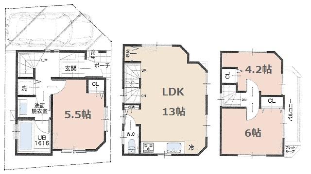 Floor plan. 42,800,000 yen, 3LDK, Land area 43.42 sq m , Building area 67.07 sq m of the Property Floor Plan