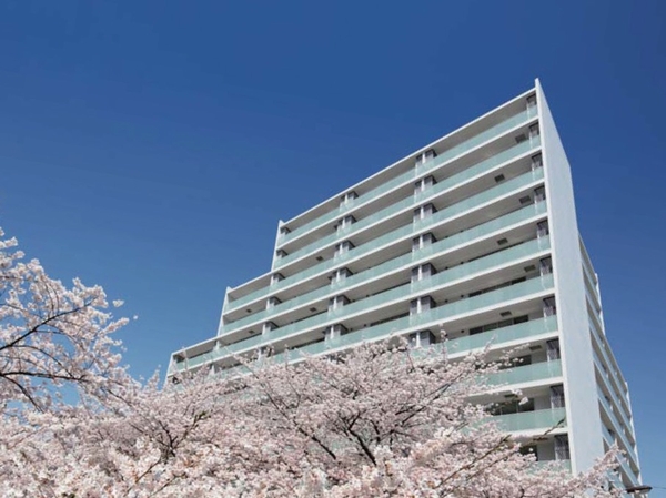 Buildings and facilities. One corner of the school zone, which spread to Mejiro Station southeast side, I was born in the land nestling in the cherry trees of the Kanda River <Sakura Place>. Does not require a thick beams and columns smart structure beauty "wall-type seismic isolation structure" was portrays shine in the four seasons of the cherry tree. (Completion Photo: April 2012 shooting)