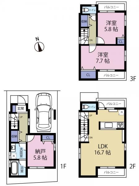 Building plan example (floor plan). Plan Mato 3LDK, Plan building price 14,520,000 yen, Plan building area 96.53 square meters
