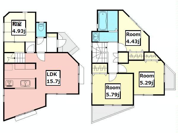 Floor plan. 51,800,000 yen, 4LDK, Land area 80.08 sq m , Building area 79.57 sq m