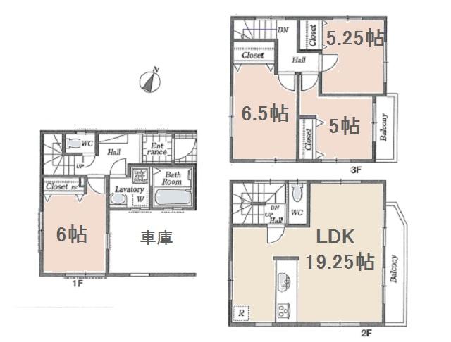Floor plan. 54,800,000 yen, 4LDK, Land area 60.89 sq m , Building area 110.56 sq m floor plan
