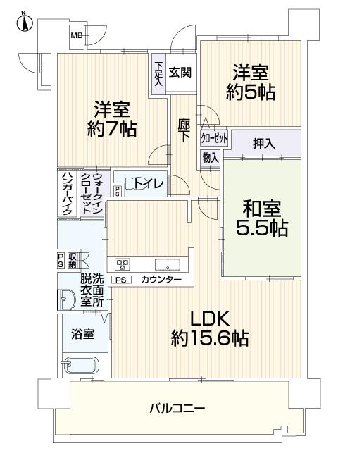 Floor plan. 3LDK, Price 15.8 million yen, Occupied area 74.38 sq m , Balcony area 13.38 sq m