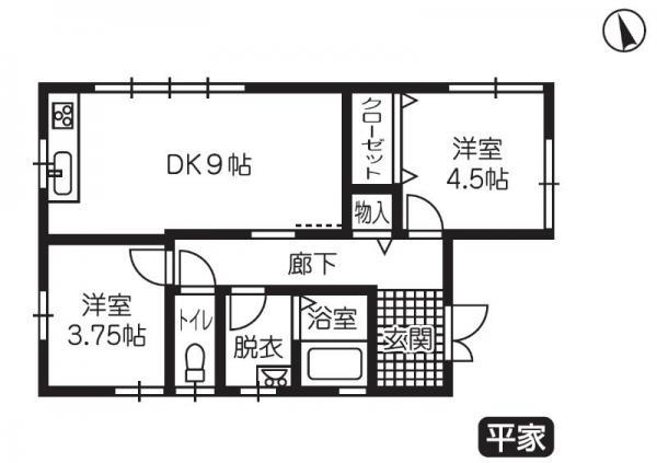Floor plan. 9.8 million yen, 2LDK, Land area 164.96 sq m , Building area 54.96 sq m