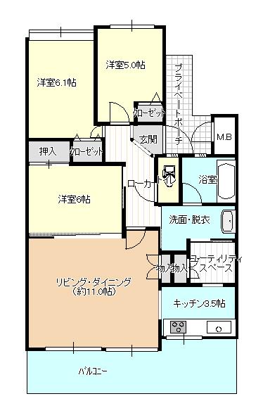 Floor plan. 3LDK, Price 15.3 million yen, Occupied area 70.62 sq m , Balcony area 11.2 sq m