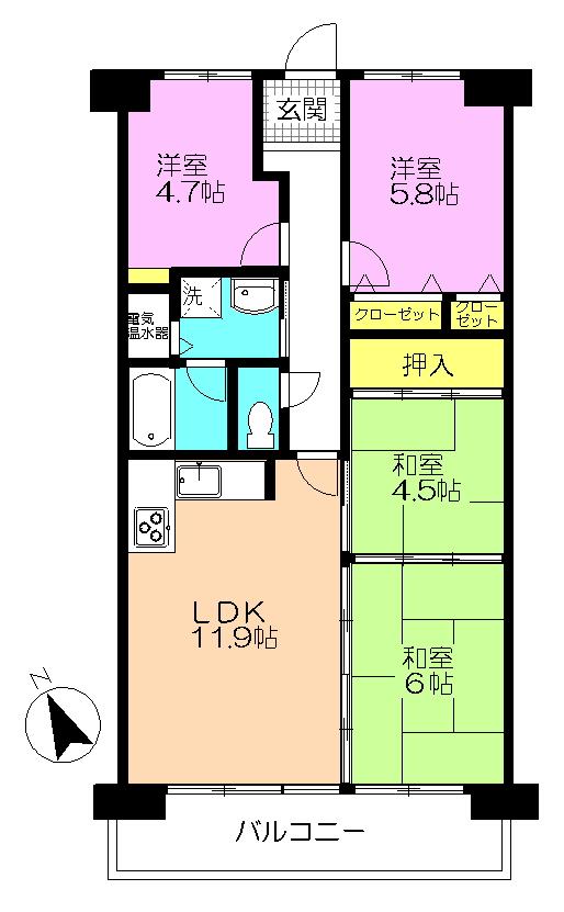 Floor plan. 4LDK, Price 7.9 million yen, Occupied area 71.75 sq m , Balcony area 8.57 sq m