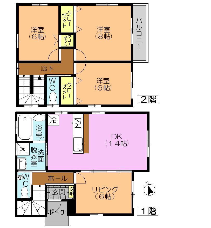 Floor plan. 17.8 million yen, 3LDK, Land area 129.68 sq m , Building area 94.71 sq m