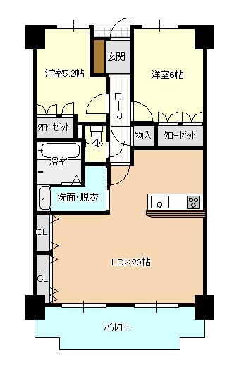Floor plan. 2LDK, Price 15.8 million yen, Occupied area 69.46 sq m , Balcony area 10.58 sq m