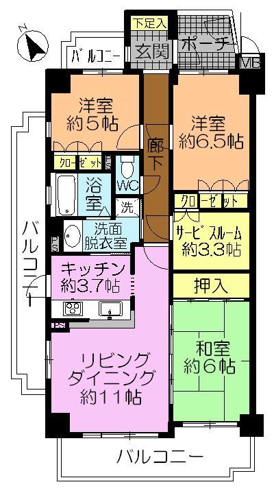Floor plan. 3LDK + S (storeroom), Price 21,800,000 yen, Occupied area 81.54 sq m , Balcony area 21.77 sq m
