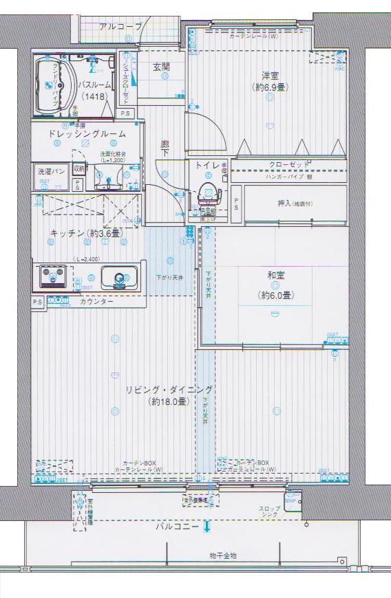 Floor plan. 2LDK, Price 22.5 million yen, Occupied area 74.47 sq m , Balcony area 13.32 sq m