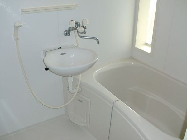 Bath. Shower and wash basin with bowl