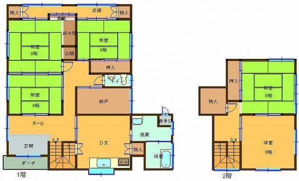 Floor plan. 14.5 million yen, 5DK+S, Land area 248.27 sq m , Building area 157.63 sq m