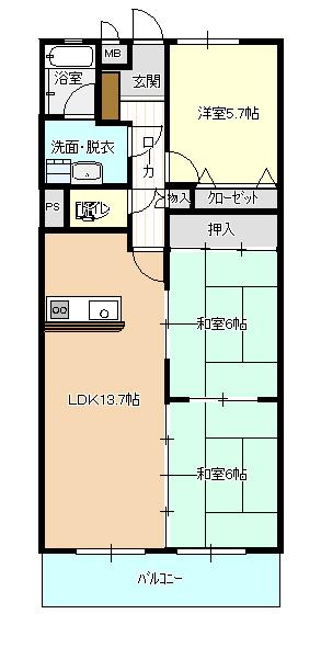 Floor plan. 3LDK, Price 11 million yen, Occupied area 80.75 sq m , Balcony area 10.98 sq m