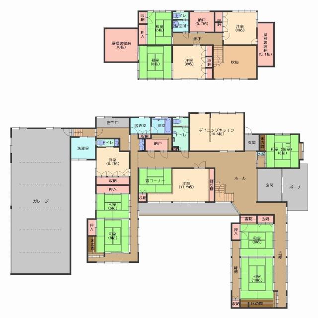Floor plan. 35,300,000 yen, 11DK + 2S (storeroom), Land area 968.96 sq m , Building area 482.26 sq m