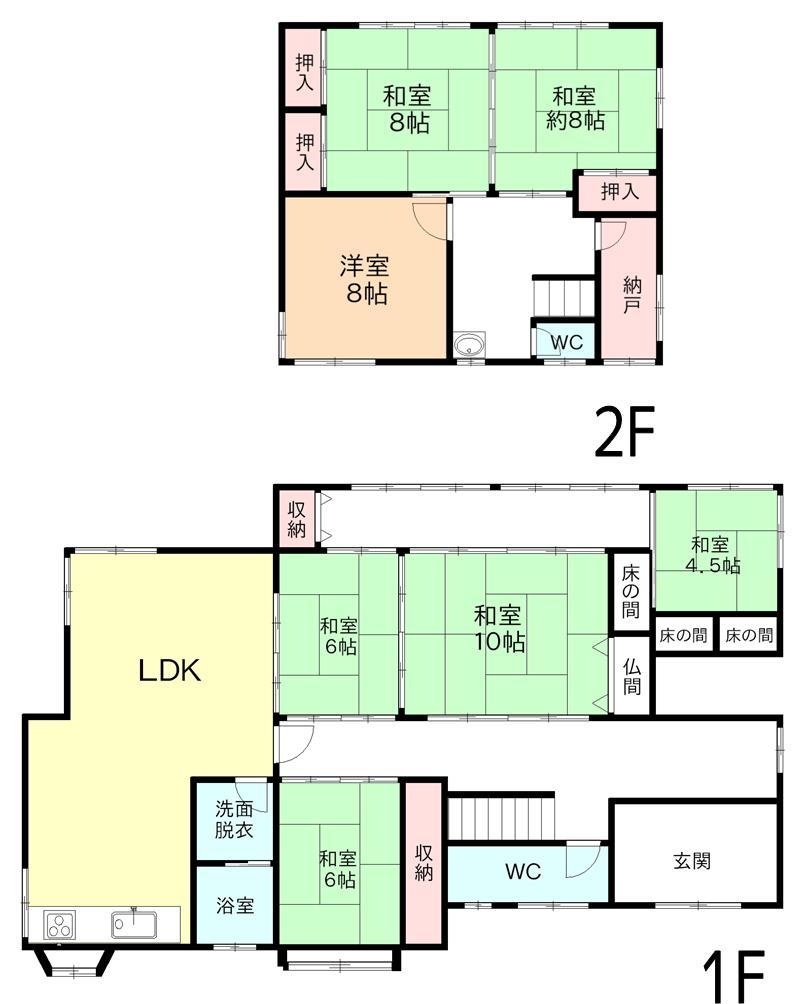 Floor plan. 12.8 million yen, 7LDK, Land area 257.49 sq m , Building area 187.94 sq m