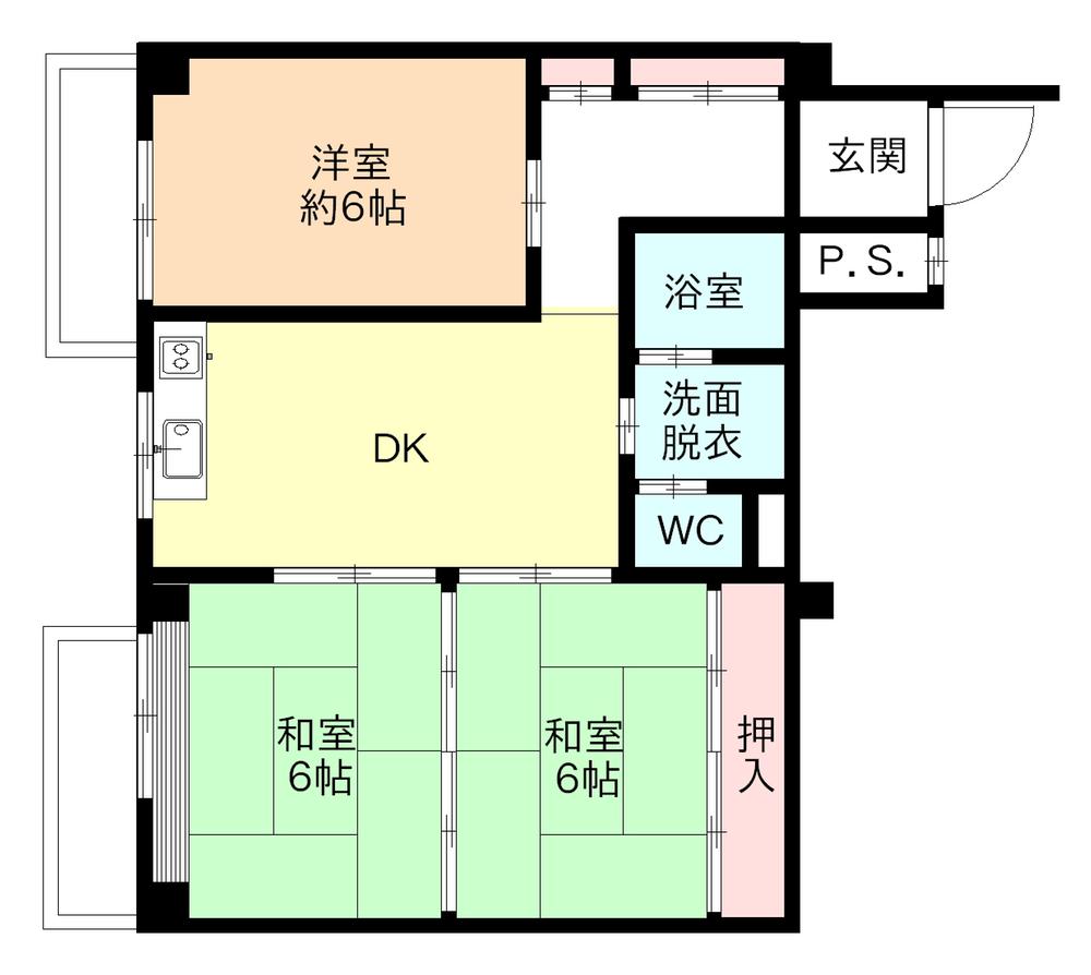 Floor plan. 3DK, Price 6.5 million yen, Occupied area 62.32 sq m
