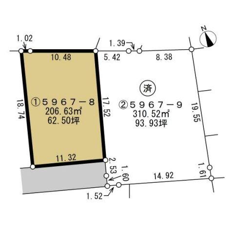 Compartment figure. Land price 10 million yen, Land area 206.63 sq m