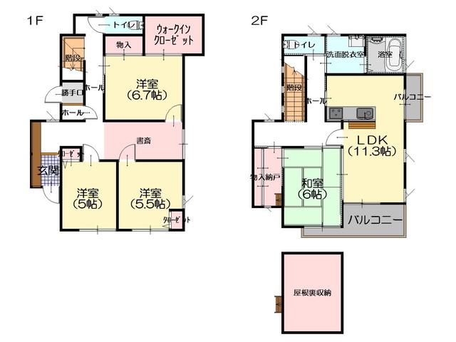 Floor plan. 27.5 million yen, 4LDK, Land area 201.21 sq m , Popular walk-in closet with a building area of ​​113.6 sq m wife