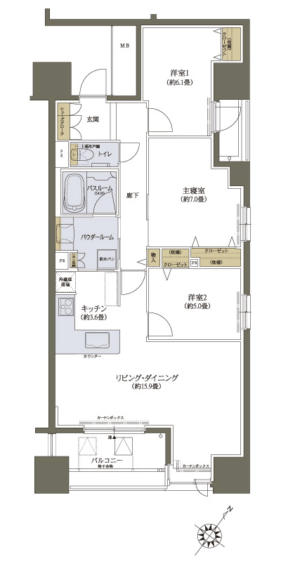 Floor: 3LDK, occupied area: 83.26 sq m, Price: 34.5 million yen