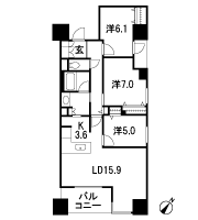 Floor: 3LDK, occupied area: 83.26 sq m, Price: 34.5 million yen