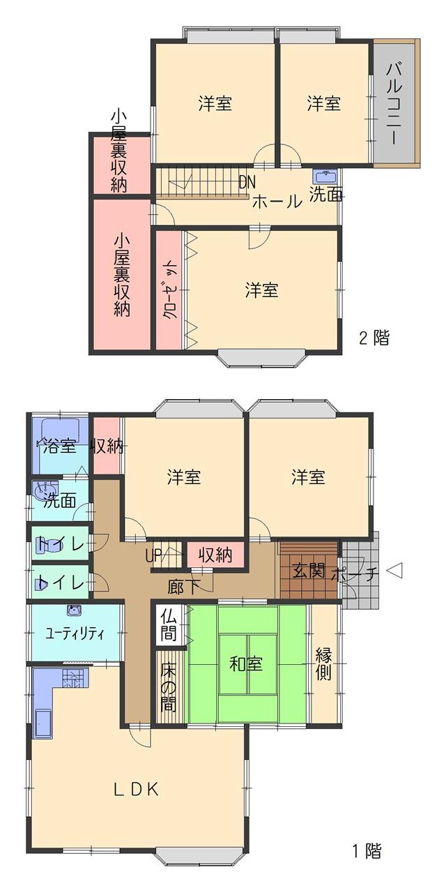 Floor plan. 12.5 million yen, 6LDK, Land area 637.72 sq m , Building area 163.66 sq m attic with storage 6LDK of room
