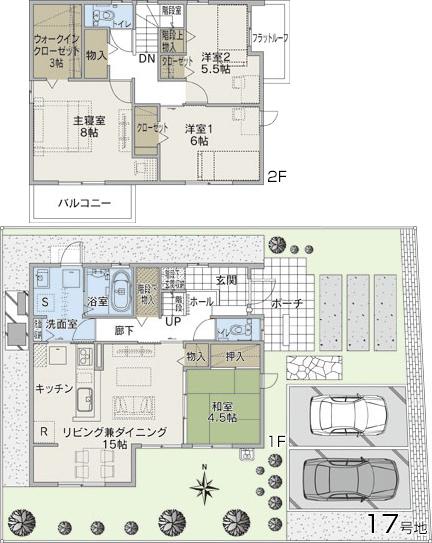 Floor plan.  [No. 17 place] So we have drawn on the basis of the Plan view] drawings, Plan and the outer structure ・ Planting, such as might actually differ slightly from.  Also, furniture ・ Car, etc. are not included in the price. 