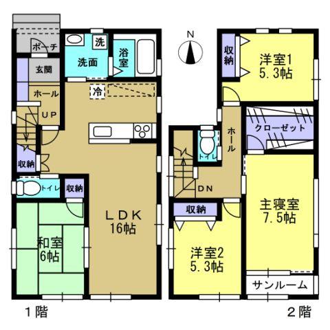 Floor plan. 24,800,000 yen, 4LDK, Land area 147.82 sq m , Building area 100.8 sq m