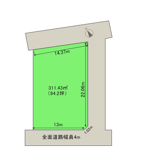 Compartment figure. Land price 11.5 million yen, Land area 311.43 sq m