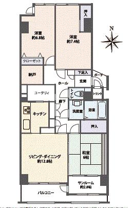 Floor plan. 3LDK + S (storeroom), Price 11.8 million yen, Occupied area 84.83 sq m , Balcony area 7.2 sq m