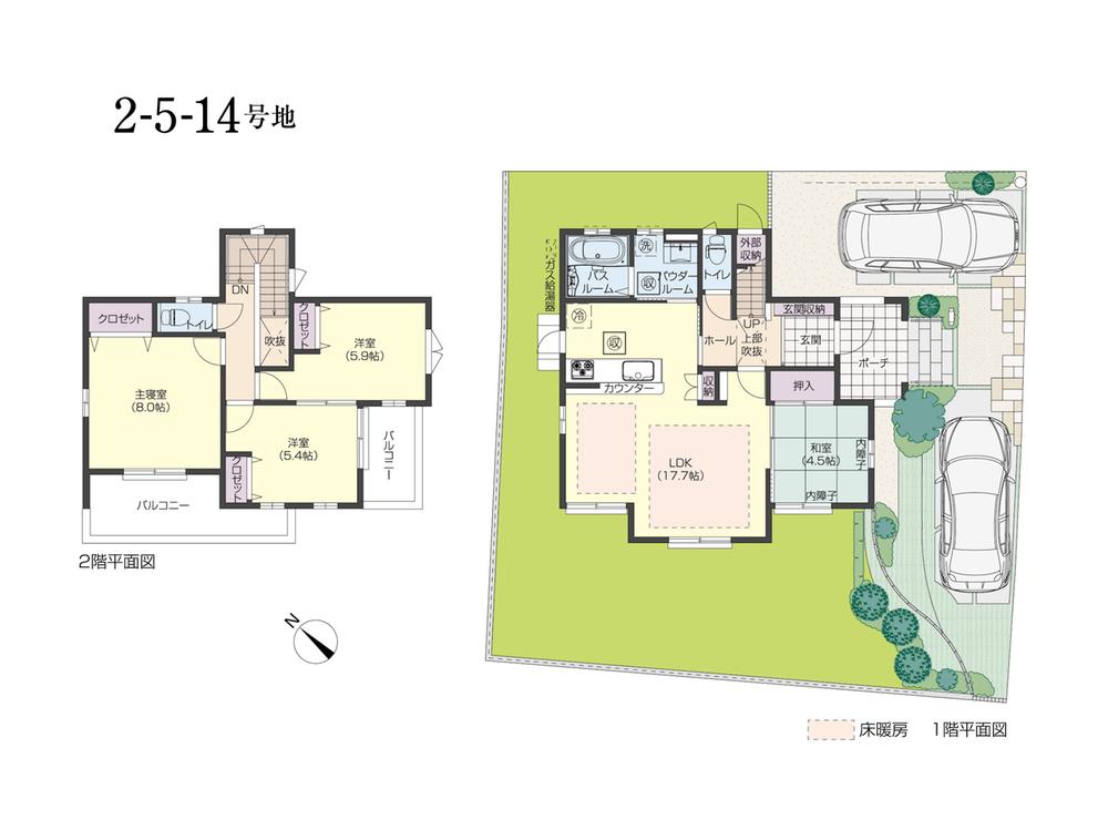 Floor plan. (2-5-14 No. land), Price 26,800,000 yen, 4LDK, Land area 188.48 sq m , Building area 98.95 sq m