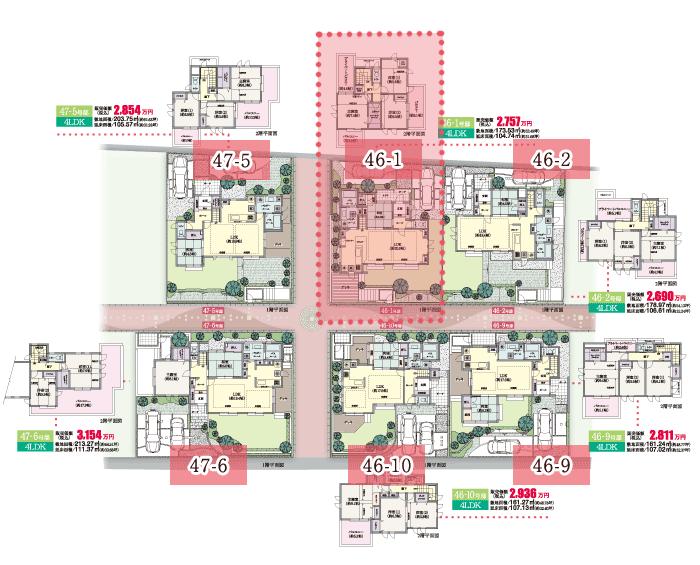 Floor plan. (46-1 No. land), Price 27,570,000 yen, 4LDK, Land area 173.53 sq m , Building area 104.74 sq m