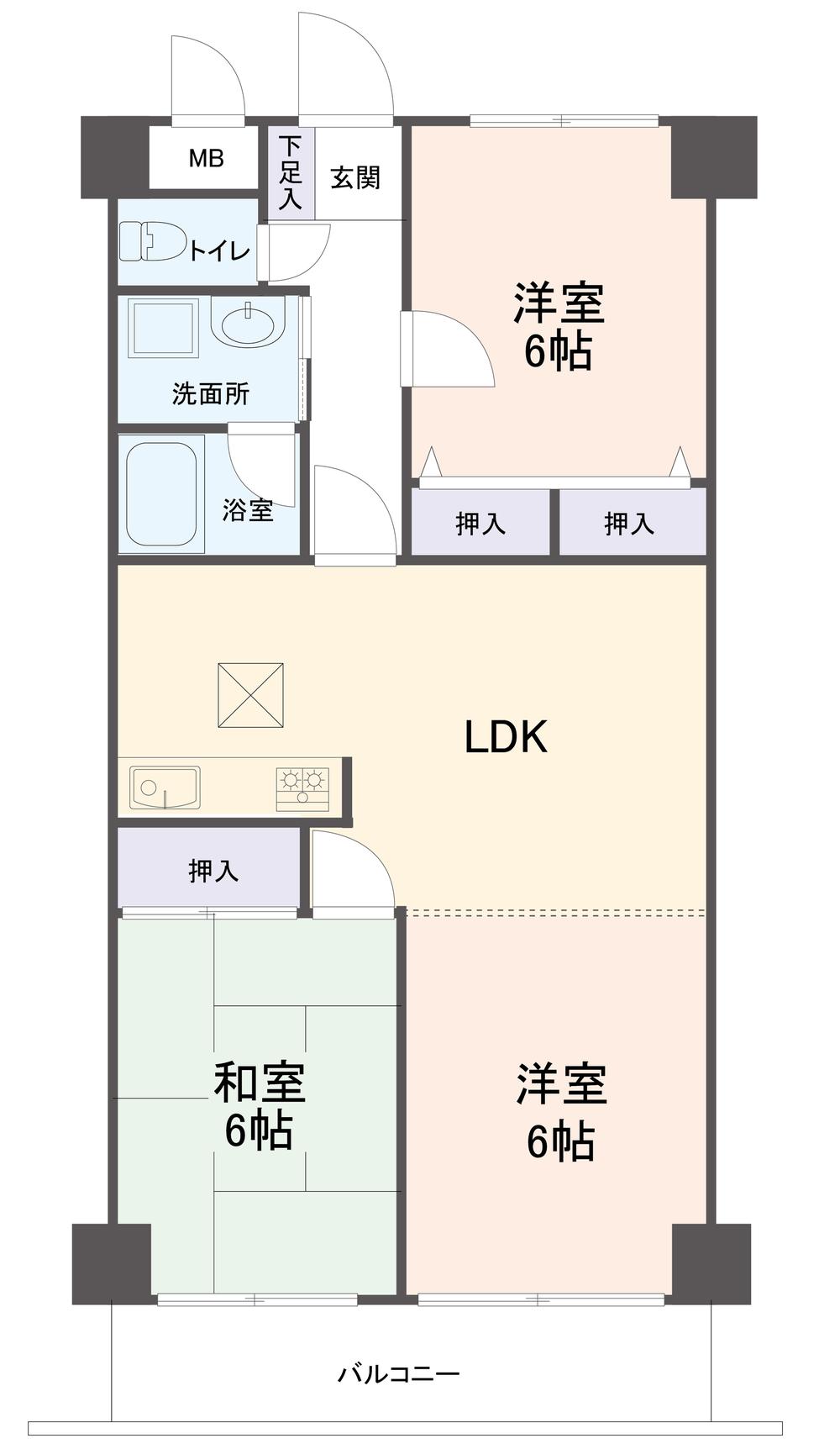 Floor plan. 3LDK, Price 9.3 million yen, Occupied area 59.82 sq m