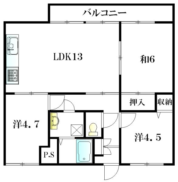 Floor plan. 3LDK, Price 5.4 million yen, Footprint 56.2 sq m