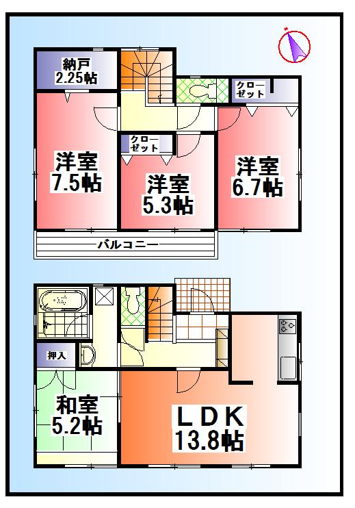 Floor plan. 15.8 million yen, 4LDK, Land area 166.73 sq m , Building area 91.93 sq m