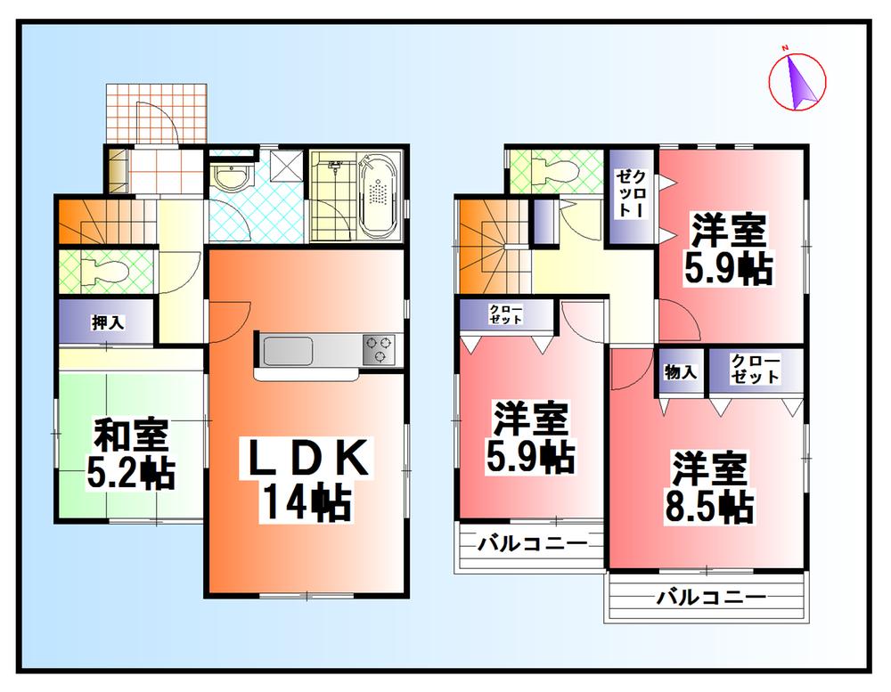 Floor plan. 17.8 million yen, 4LDK, Land area 212.15 sq m , Building area 92.74 sq m