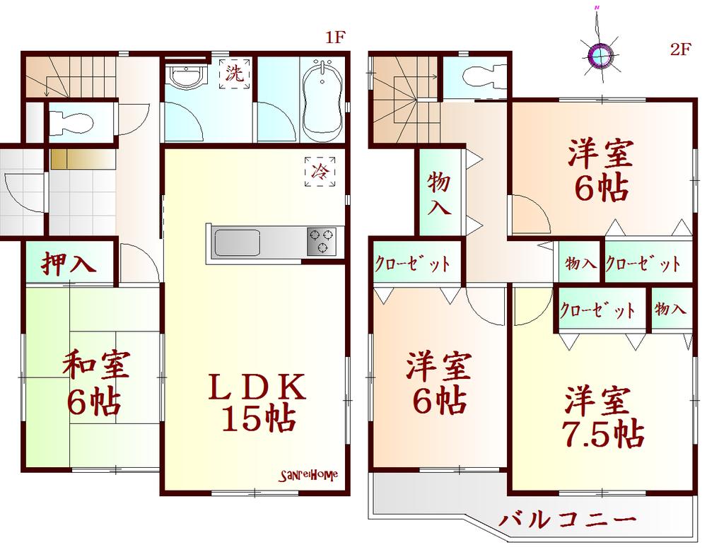 Floor plan. (1 Building), Price 22.5 million yen, 4LDK, Land area 181.58 sq m , Building area 99.22 sq m