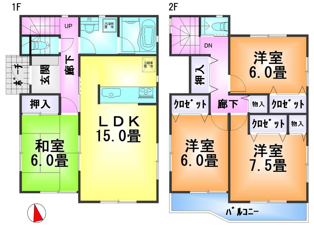 Floor plan. 22.5 million yen, 4LDK, Land area 181.58 sq m , Building area 99.22 sq m