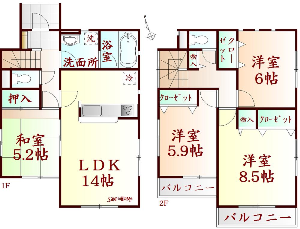 Floor plan. 17.8 million yen, 4LDK, Land area 212.15 sq m , Building area 92.74 sq m typhoon and earthquakes, Also a strong fire! Strong and long-lasting! Dairaito method