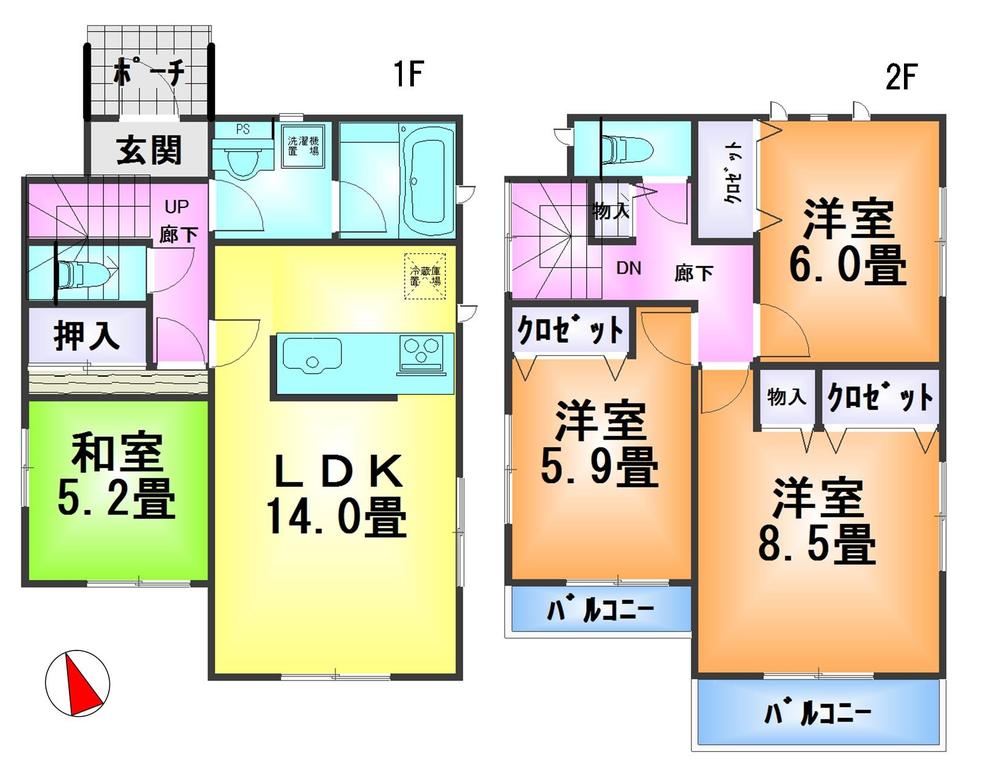 Floor plan. 17.8 million yen, 4LDK, Land area 212.15 sq m , Building area 92.74 sq m