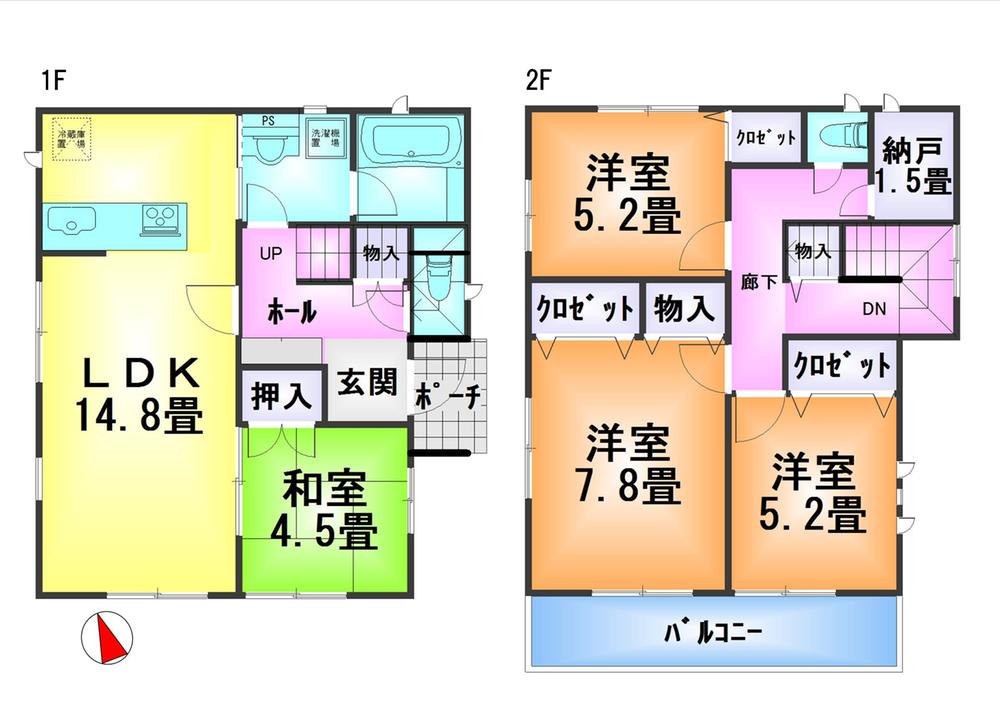 Floor plan. 16.8 million yen, 4LDK, Land area 166.73 sq m , Building area 95.98 sq m
